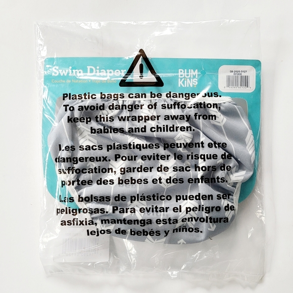 Bumkins Reusable Swim Diaper - Gray Arrows, Small - Picture 3 of 5